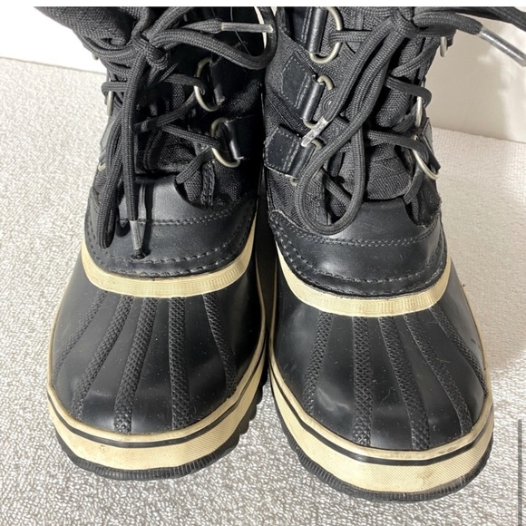 Sorel Black White Mid Calf  Winter Carnival Boots 8 - Picture 10 of 12